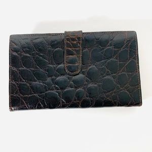 Bosca Black Croc-Embossed Wallet